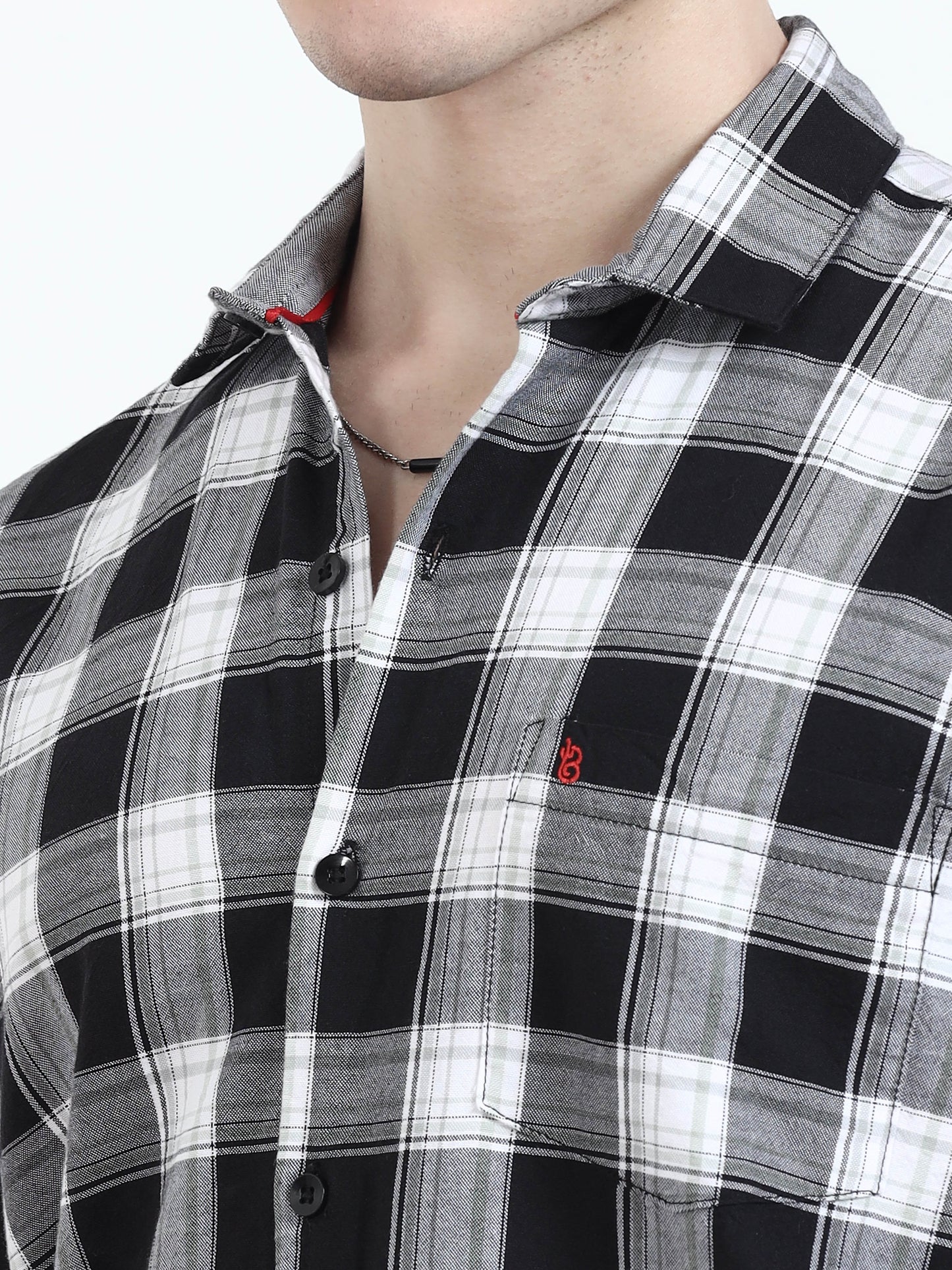 Classic Black White Check Shirt For Men