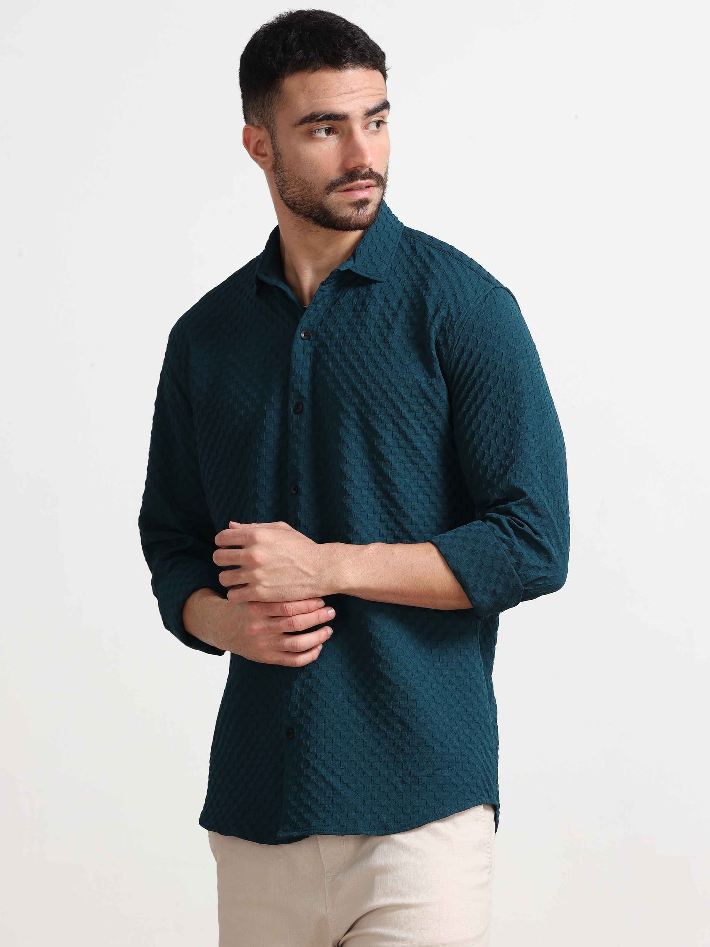 Checked Teal Color Shirt for Men