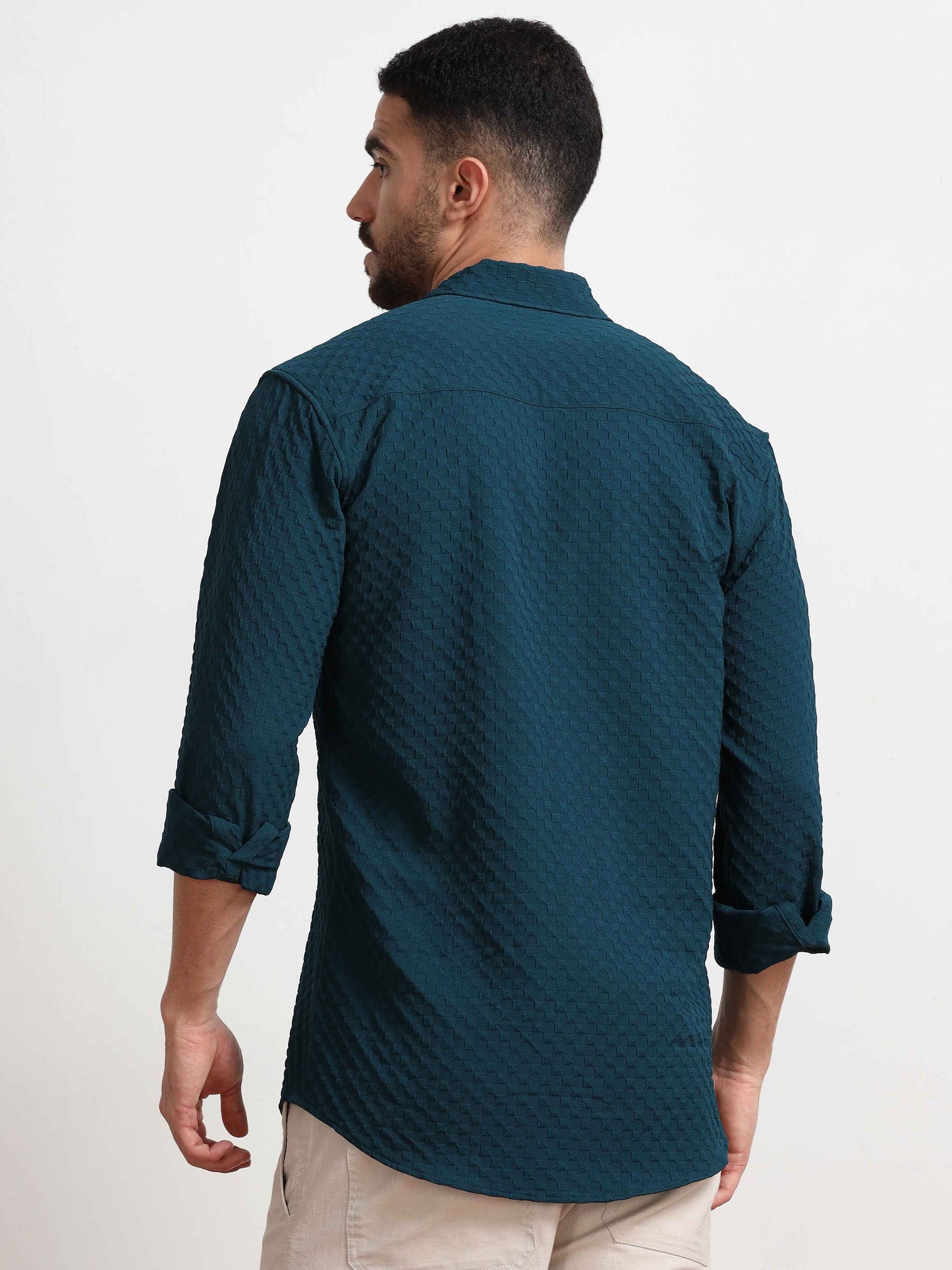 Checked Teal Color Shirt for Men