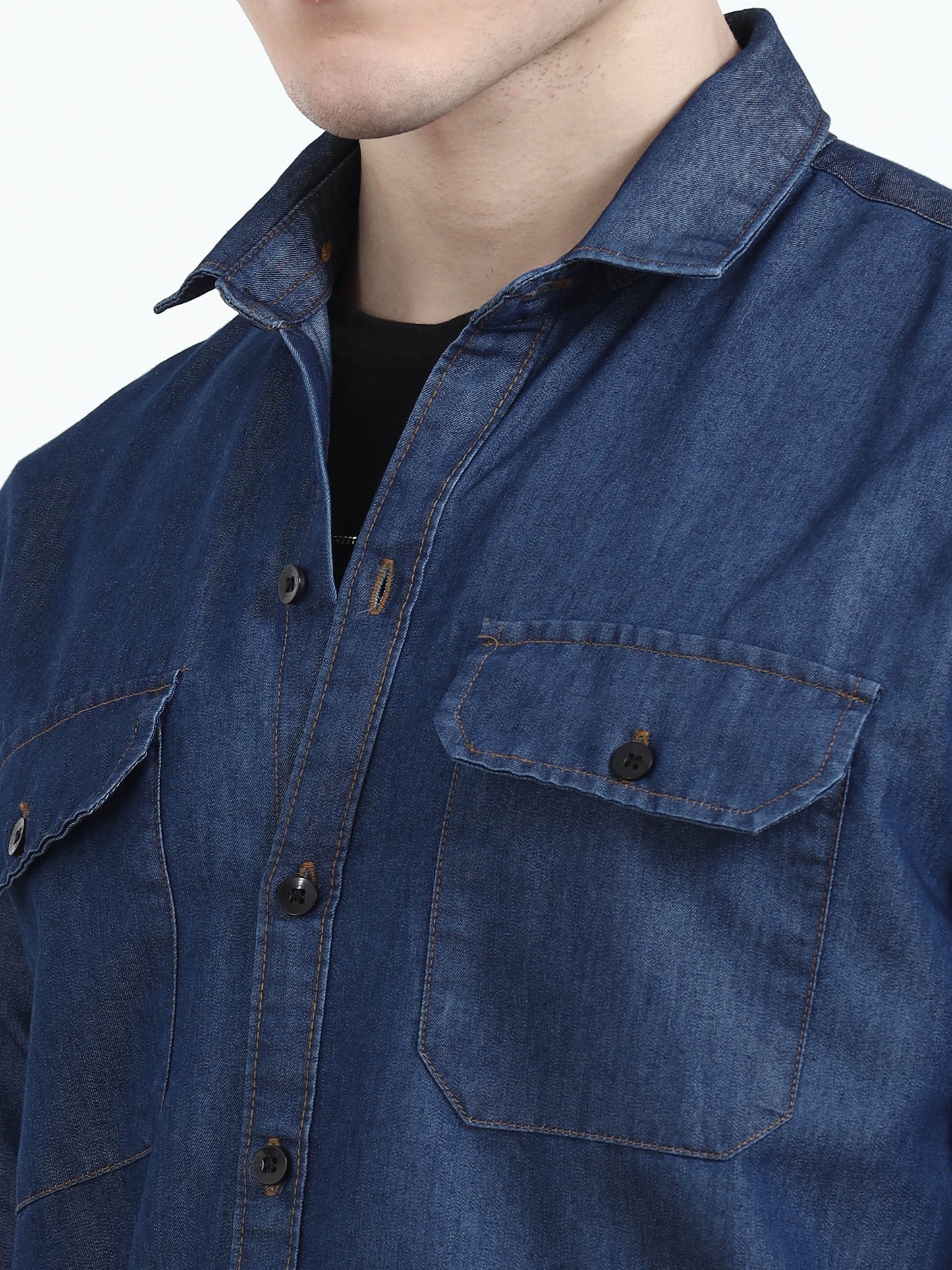  Dark blue denim shirt for Men 