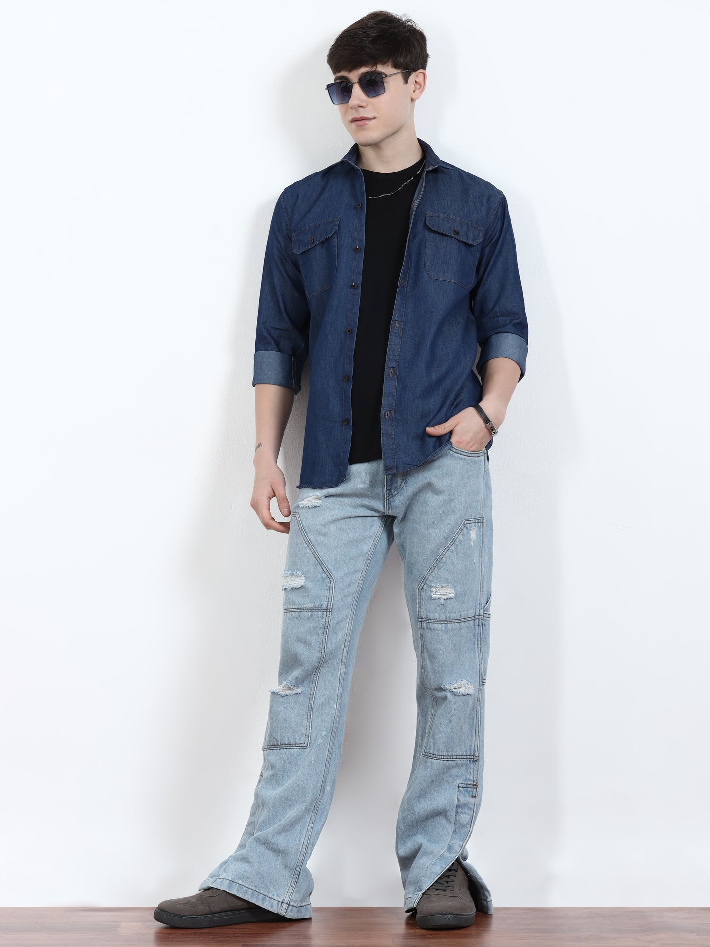  Dark blue denim shirt for Men 