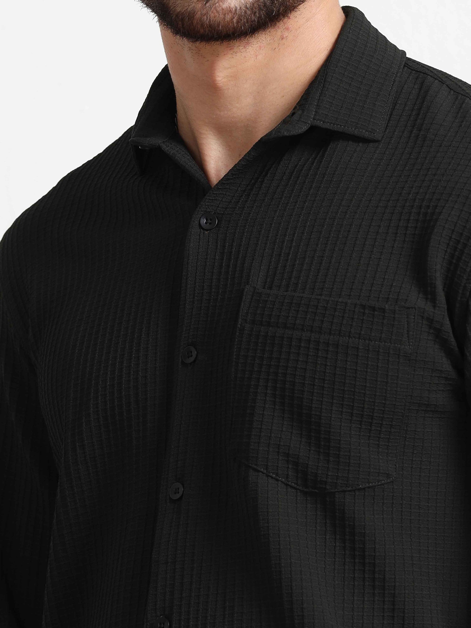 Textured Black Shirt for Men