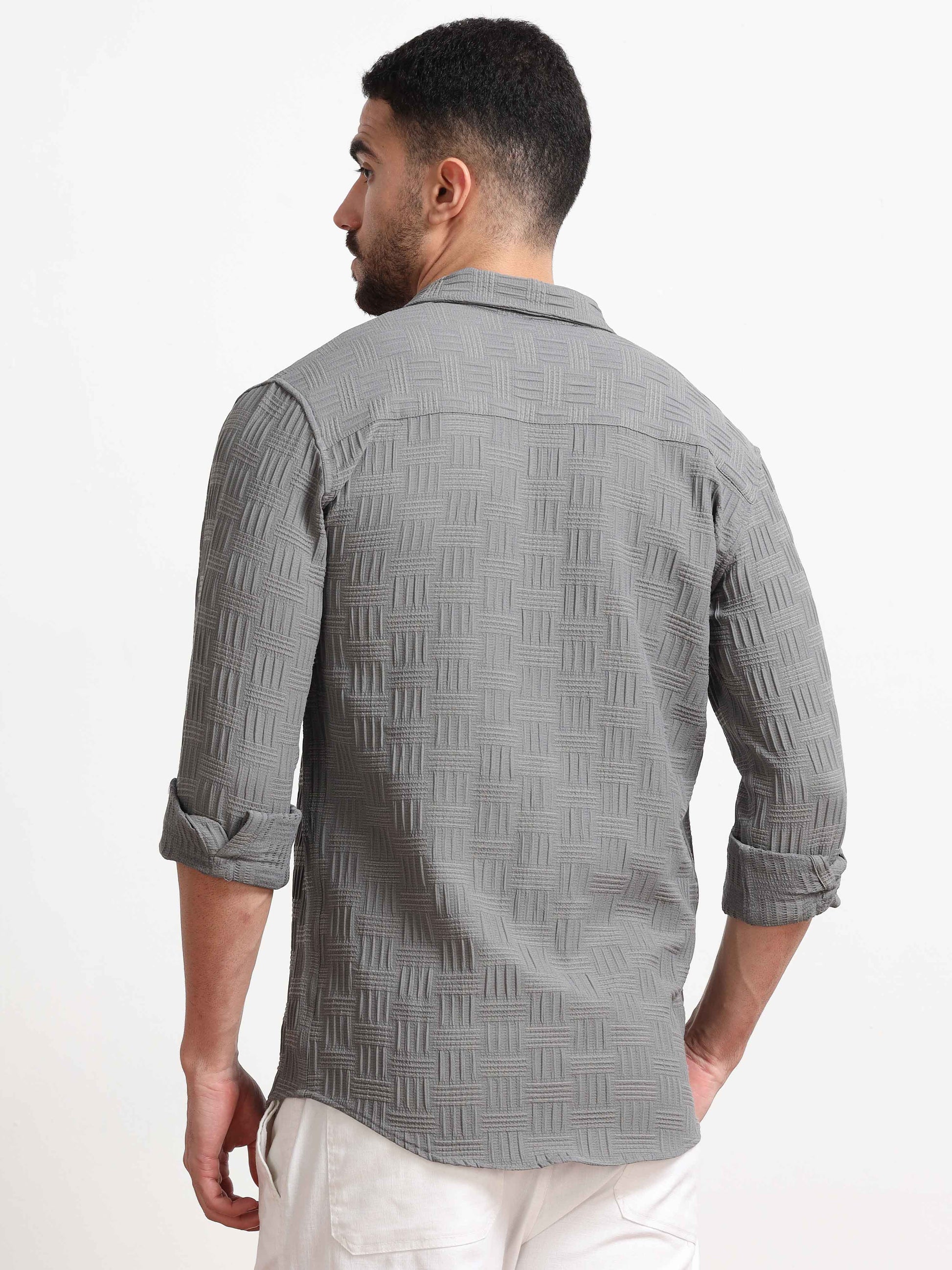 Textured Grey Shirt for Men