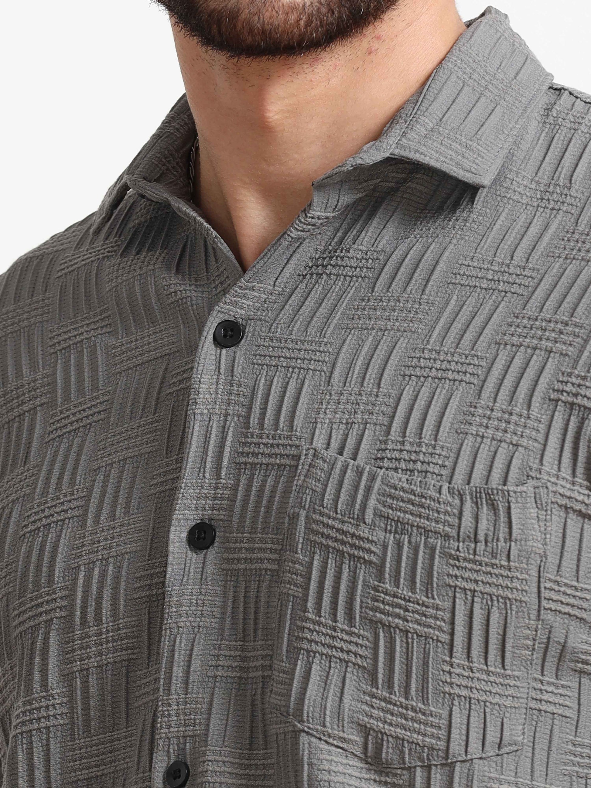 Textured Grey Shirt for Men