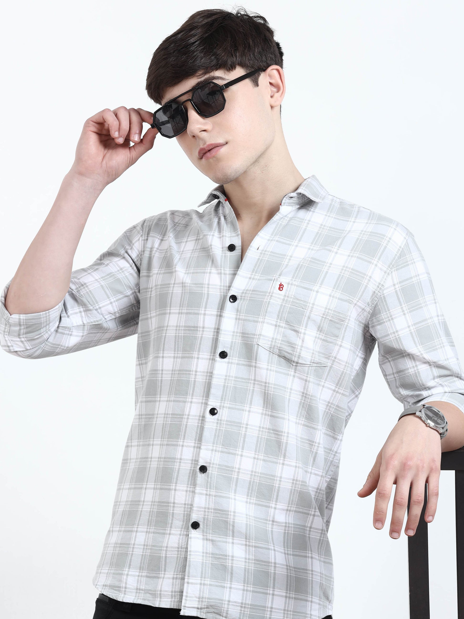 Classic Checks Platinum Shirt For Men