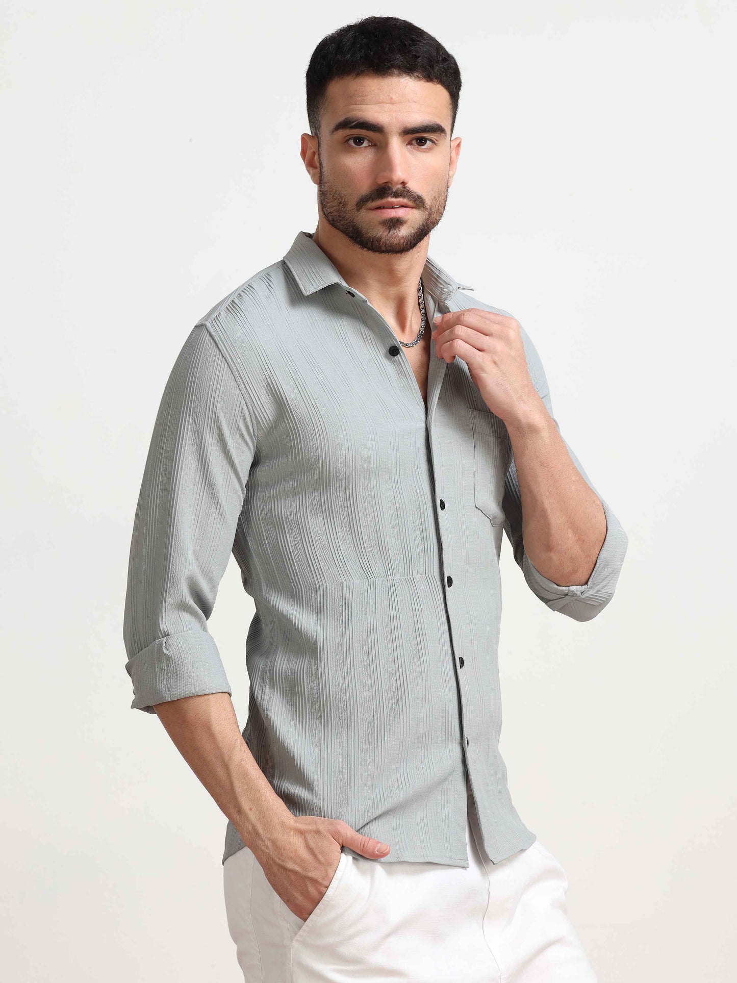 Mountain Mist Line Textured Shirt For Men