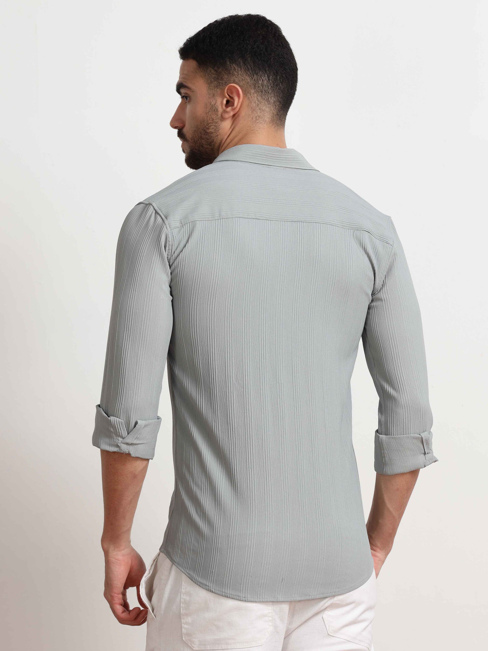 Mountain Mist Line Textured Shirt For Men