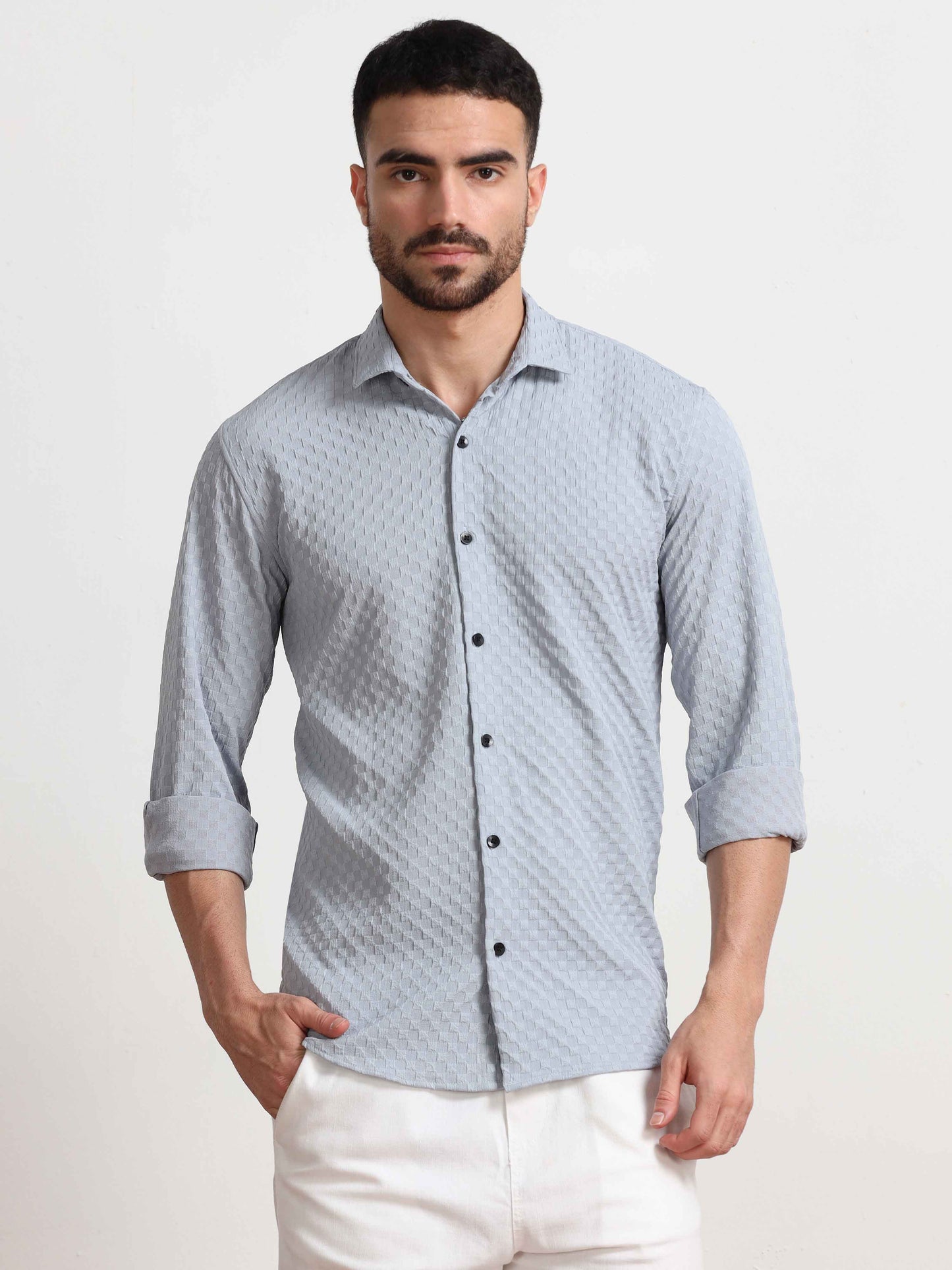 Grey Check Shirt for Men