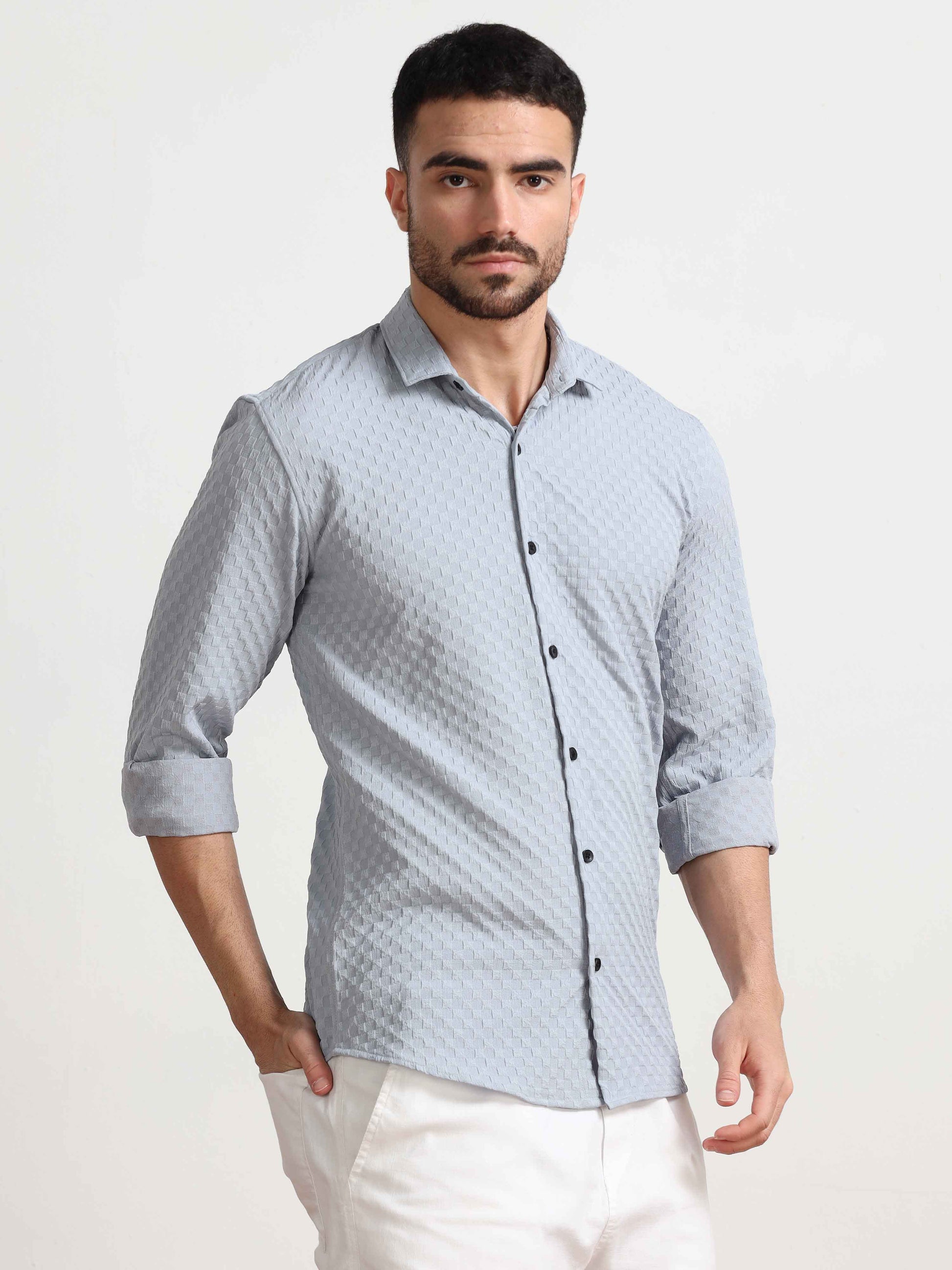 Grey Check Shirt for Men