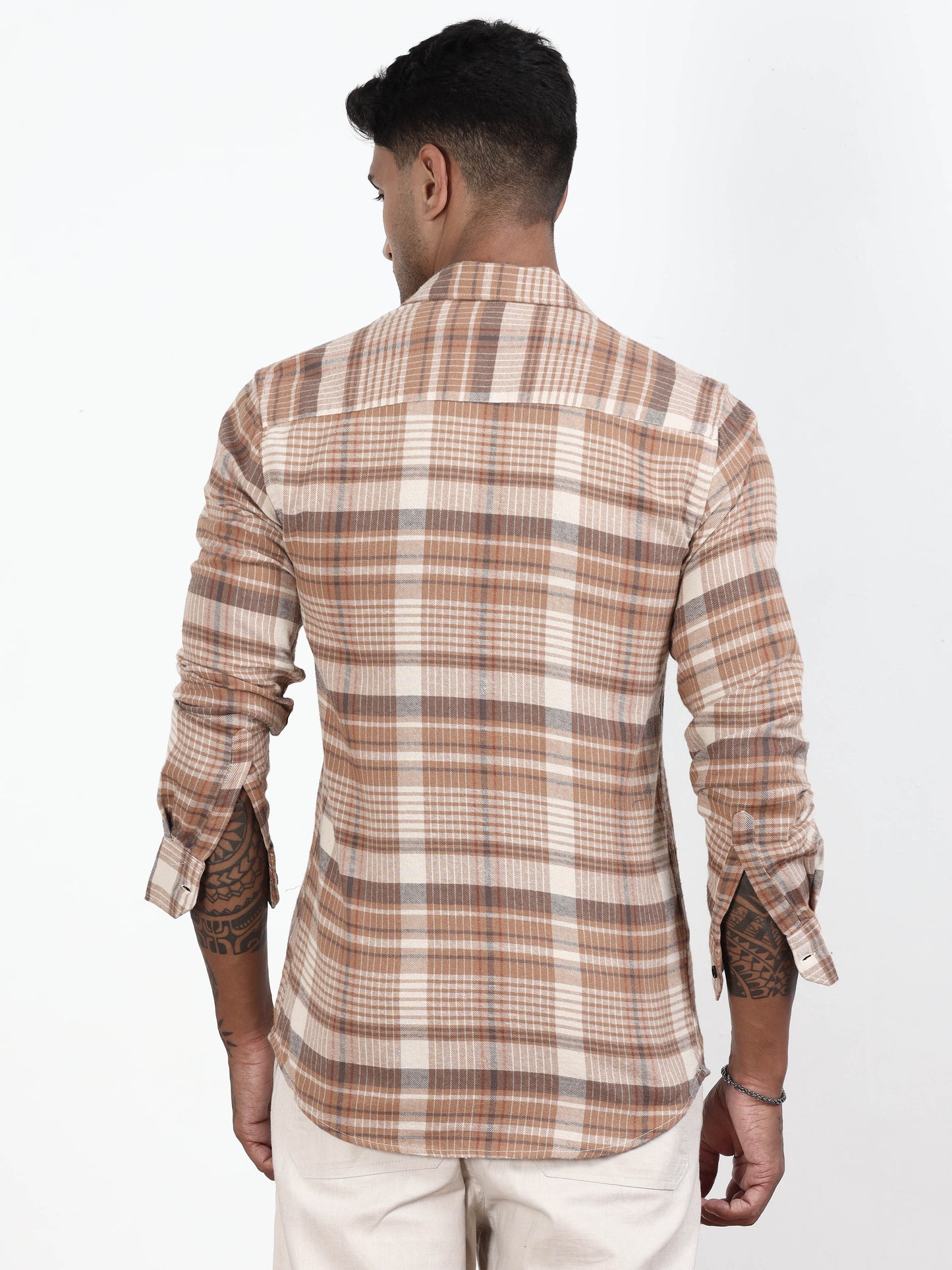  Light Brown Check Shirt​  for men 