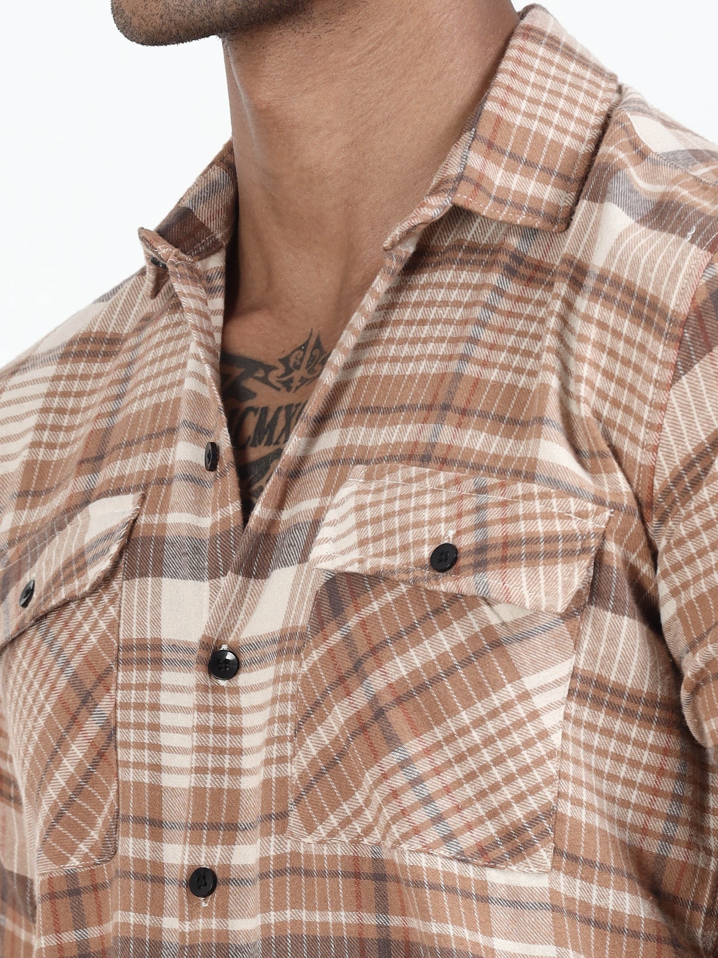  Light Brown Check Shirt​  for men 