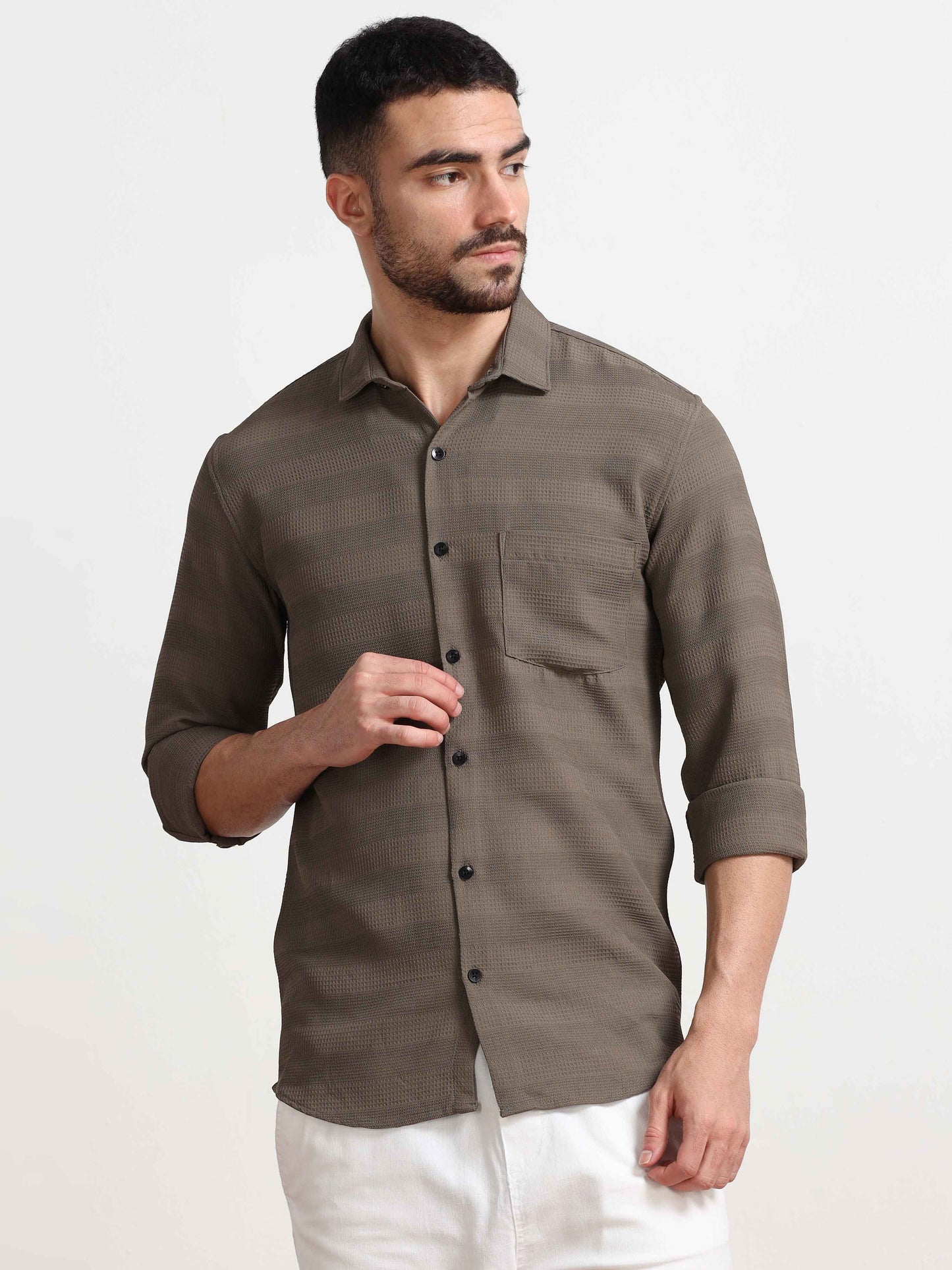 Textured Grey Designer Shirt for Men