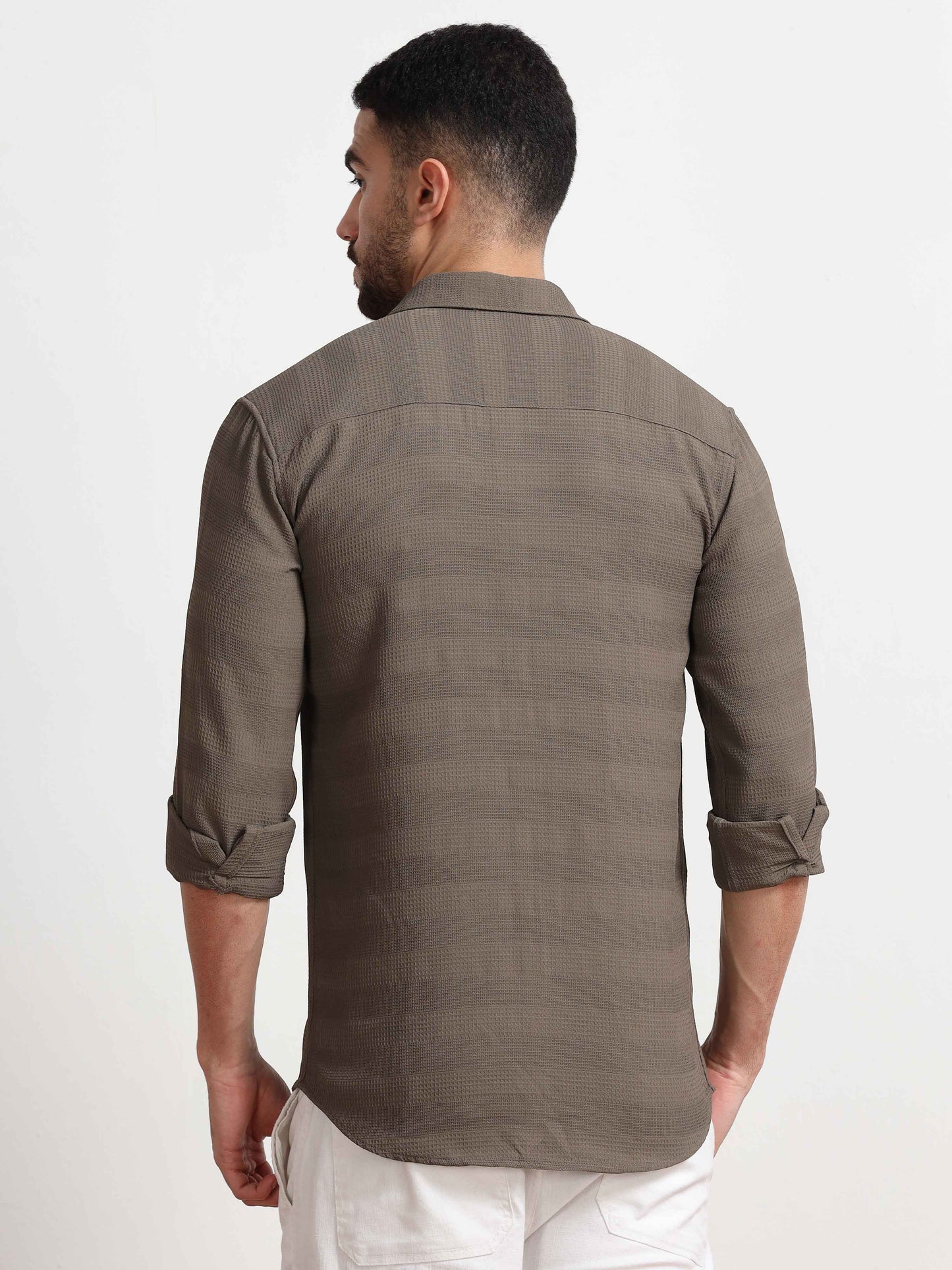 Textured Grey Designer Shirt for Men