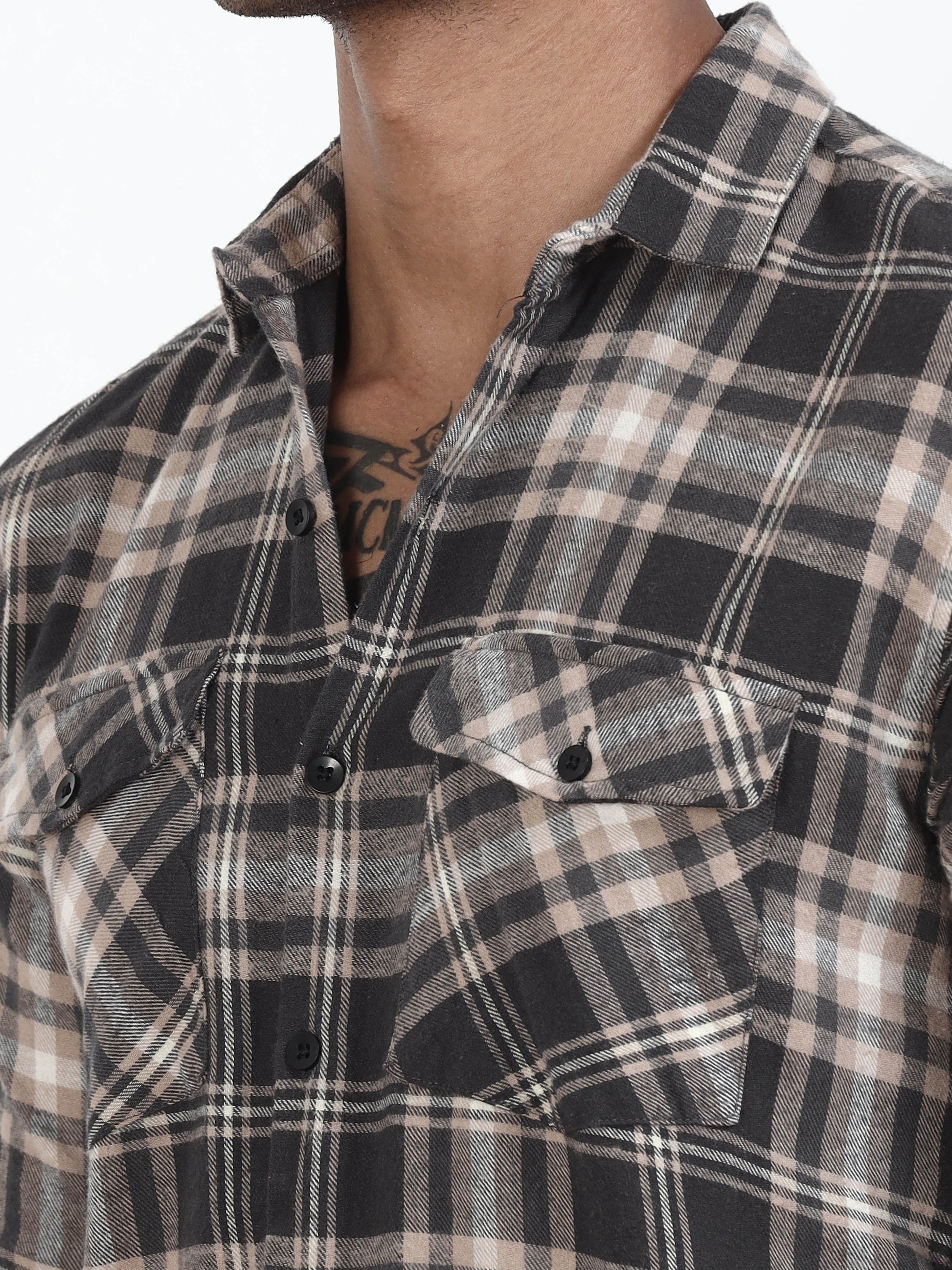 Dark Grey Check Shirt for men 