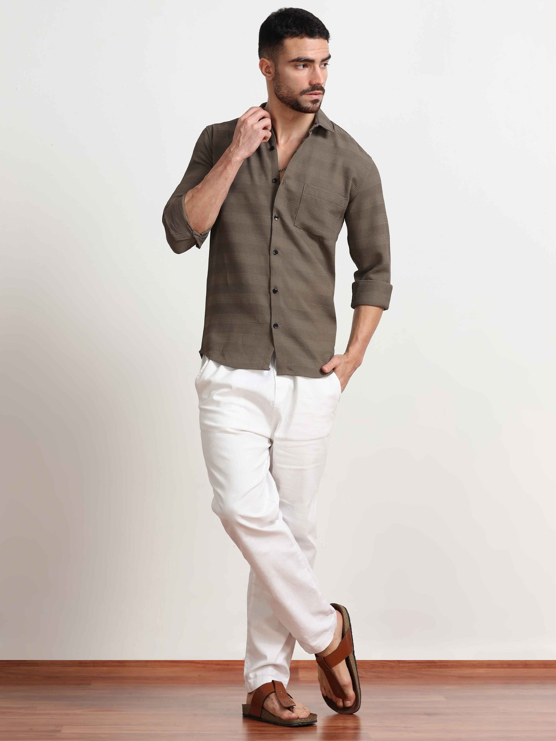 Textured Grey Designer Shirt for Men