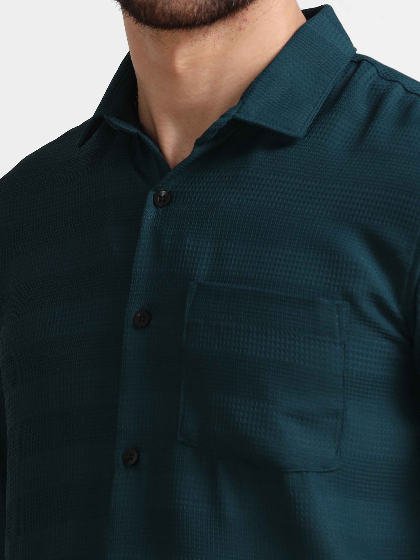 Teal Textured Popcorn Shirt