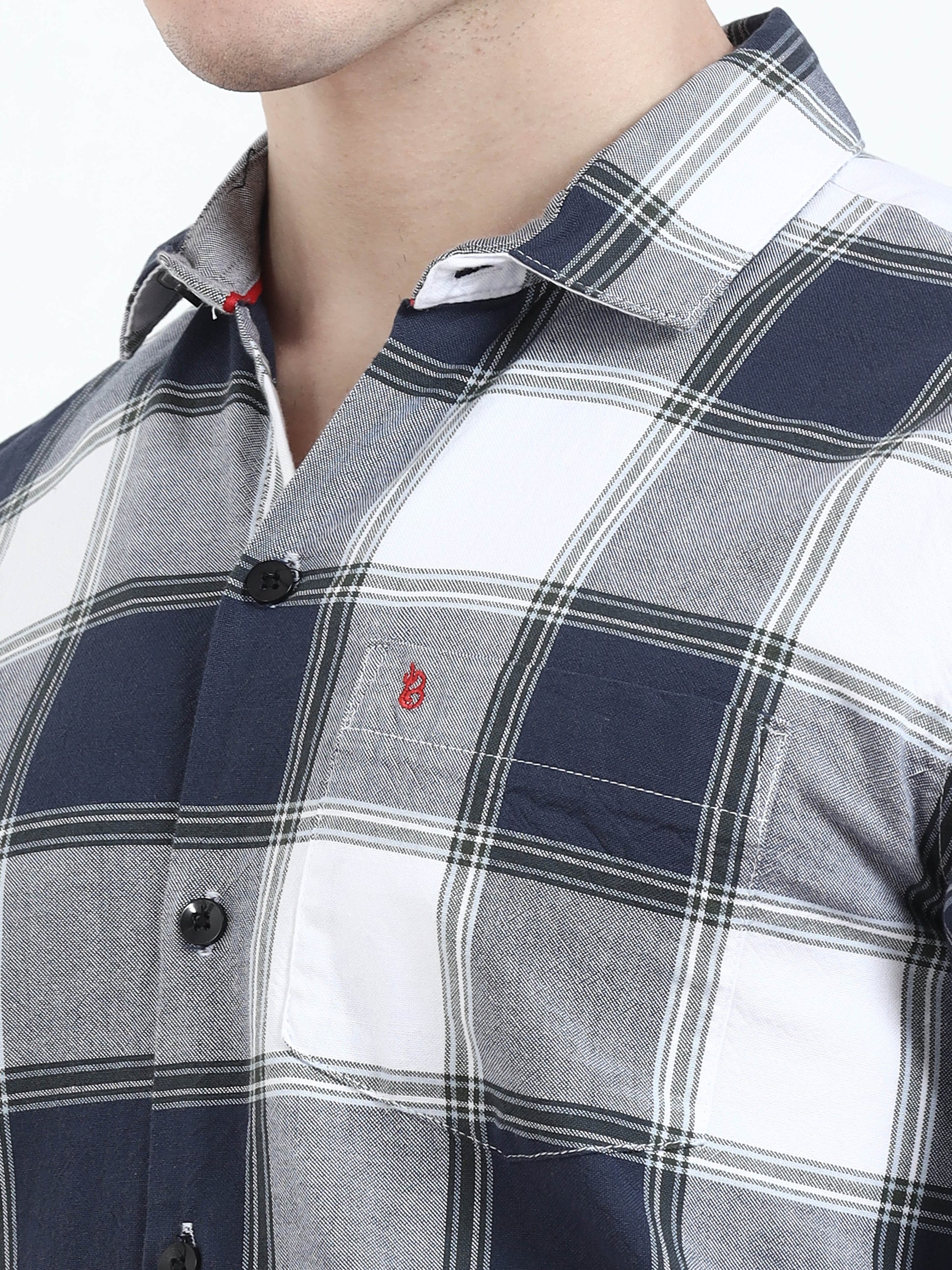 Classic Bluewood Long Sleeve Check Shirts For Men 